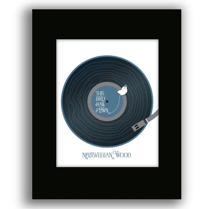 Norwegian Wood by the Beatles - Song Lyric Art Wall Poster Song Lyrics Art Song Lyrics Art 8x10 Black Matted Print 