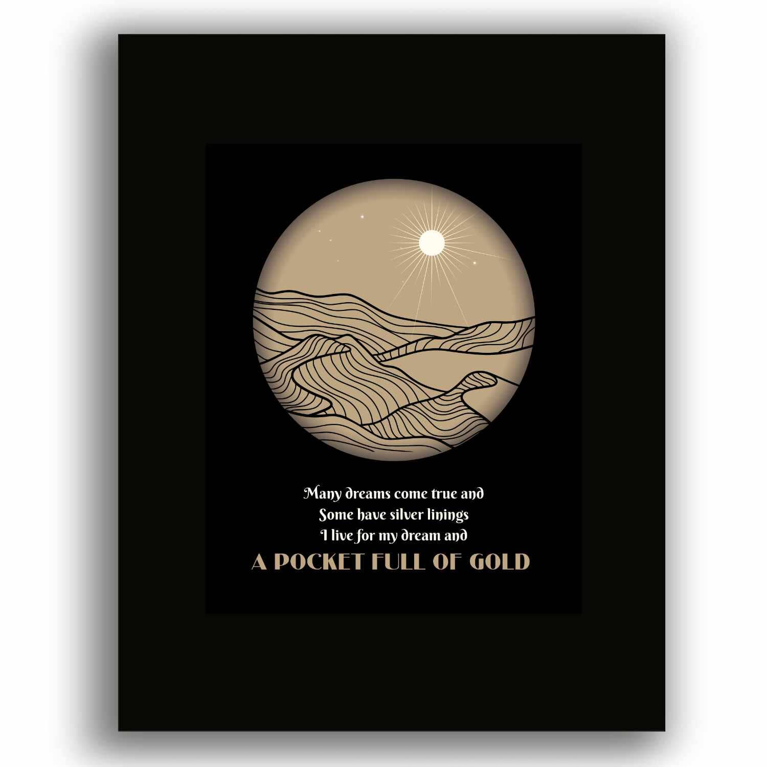 Over the Hills and Far Away by Led Zeppelin - Rock Music Art Song Lyrics Art Song Lyrics Art 8x10 Black Matted Print 