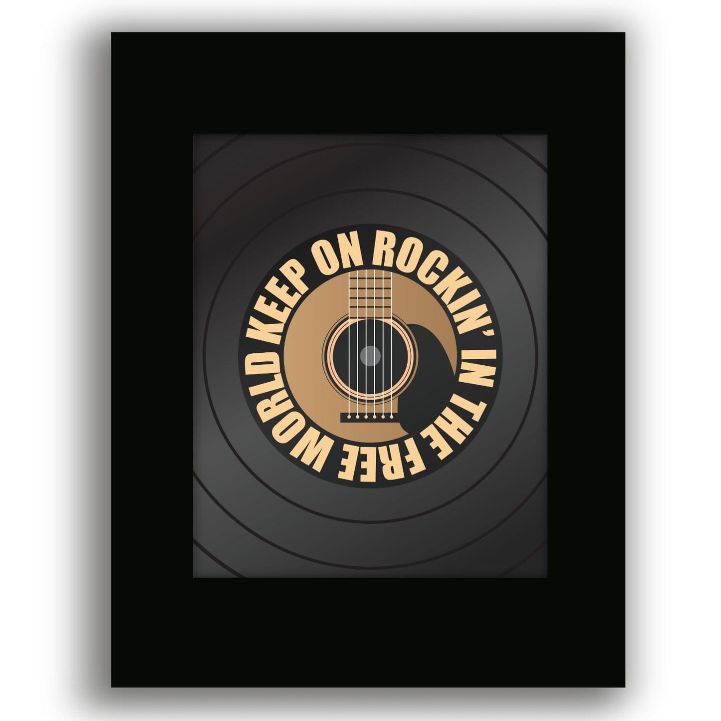 Rockin' in the Free World by Neil Young - Lyric Inspired Art Song Lyrics Art Song Lyrics Art 8x10 Black Matted Print 
