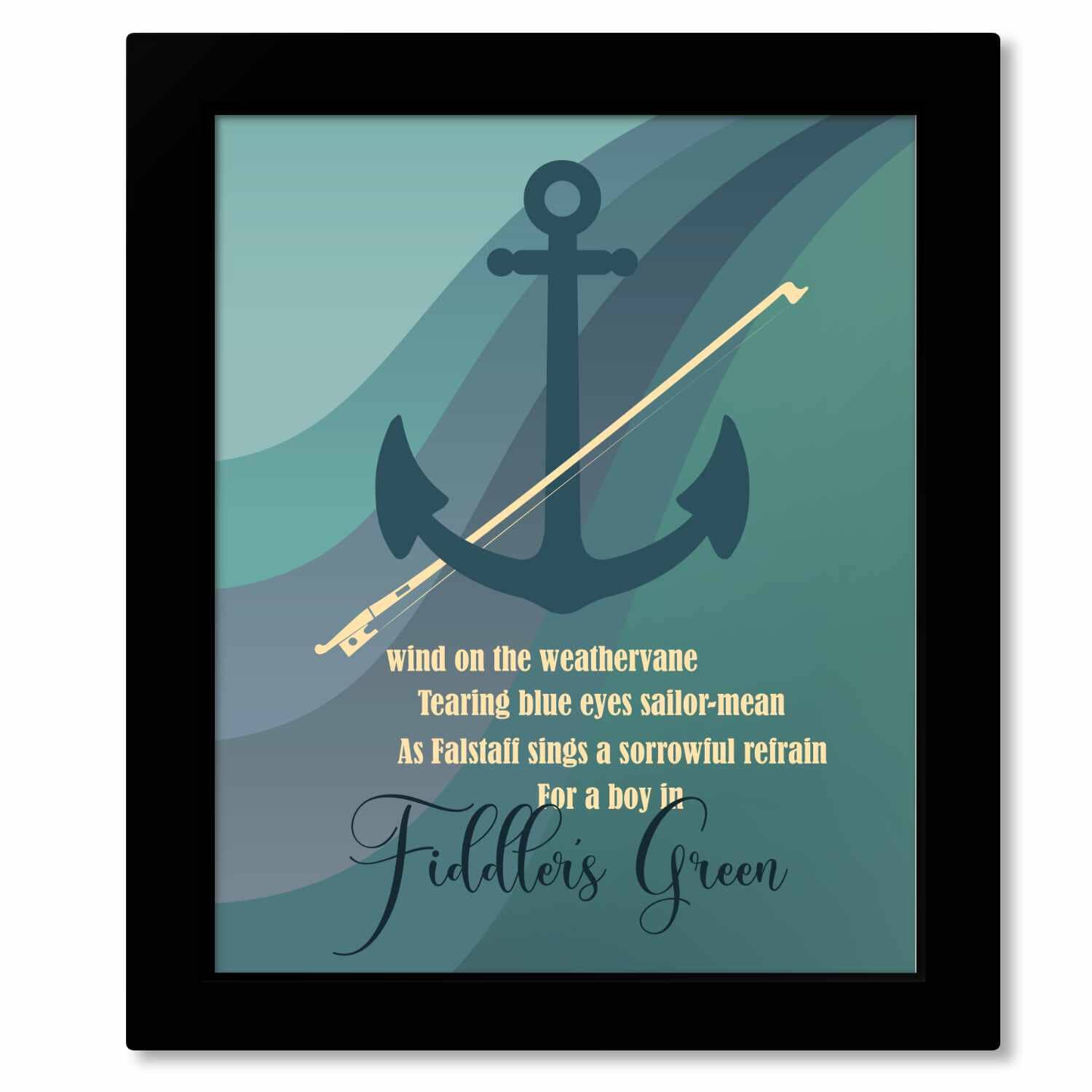 Fiddlers Green by Tragically Hip - Song Lyric Music Wall Art Song Lyrics Art Song Lyrics Art Framed 8x10 Print (without mat) 