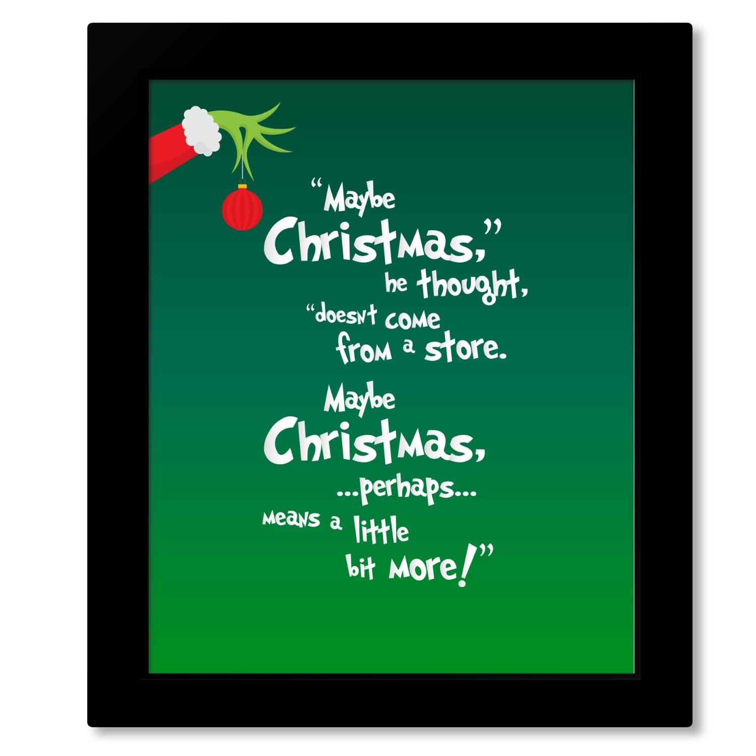 The Christmas Grinch - Dr. Suess Quote Print - Green Version Song Lyrics Art Song Lyrics Art 8x10 Framed Print (no mat) 