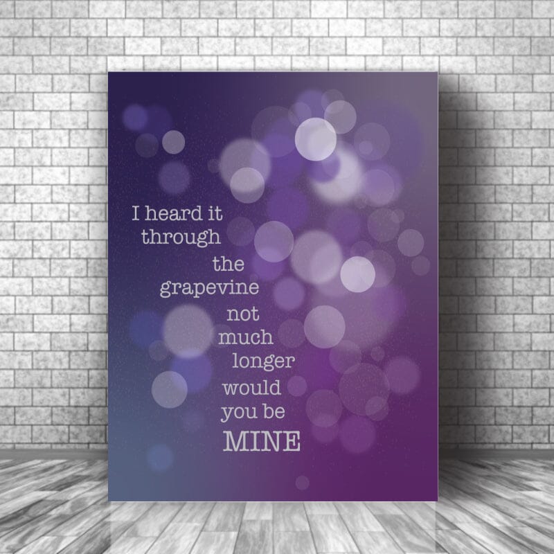 Heard it Through the Grapevine by Marvin Gaye - Lyric Art Song Lyrics Art Song Lyrics Art 11x14 Canvas Wrap 