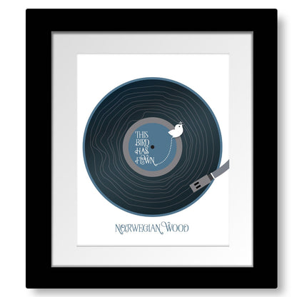 Norwegian Wood by the Beatles - Song Lyric Art Wall Poster Song Lyrics Art Song Lyrics Art 8x10 Matted and Framed Print 