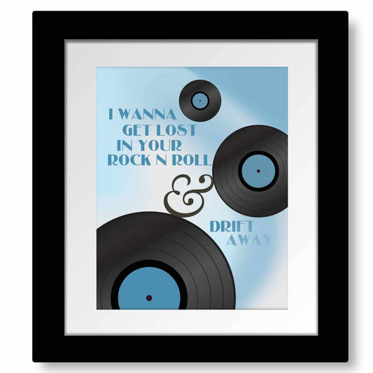 Drift Away by Dobie Gray - 70s Music Lyric Art Wall Print Song Lyrics Art Song Lyrics Art 8x10 Matted and Framed Print 