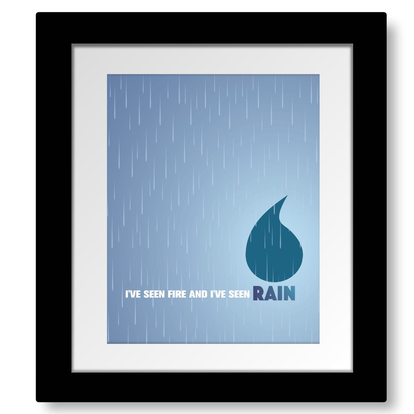 Fire and Rain by James Taylor - Music Wall Art Print Poster Song Lyrics Art Song Lyrics Art 8x10 Matted and Framed Print 