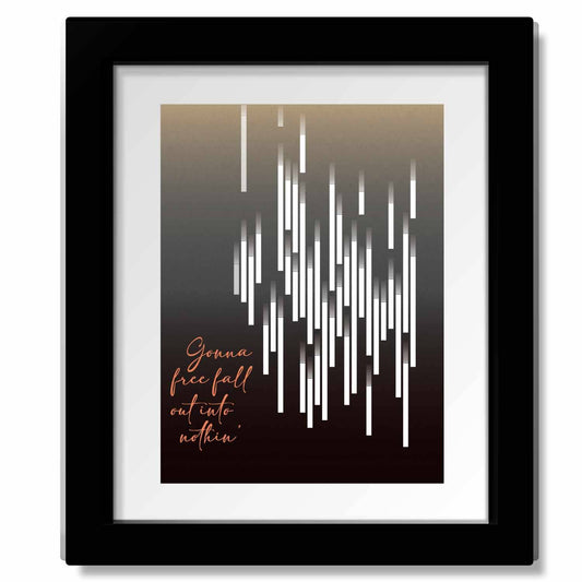 Free Fallin' by Tom Petty - Rock Music Song Lyrics Print Song Lyrics Art Song Lyrics Art 11x14 Framed and Matted Print 