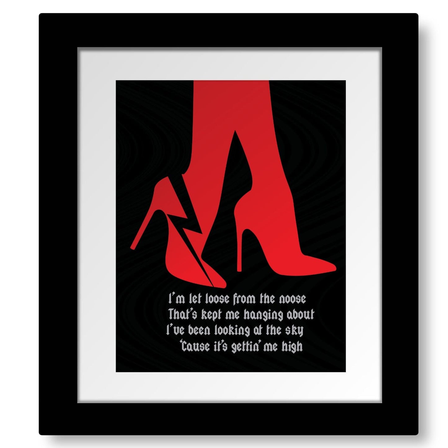 Back in Black by ACDC - Lyric Inspired Art Wall Poster Print Song Lyrics Art Song Lyrics Art 8x10 Matted and Framed Print 
