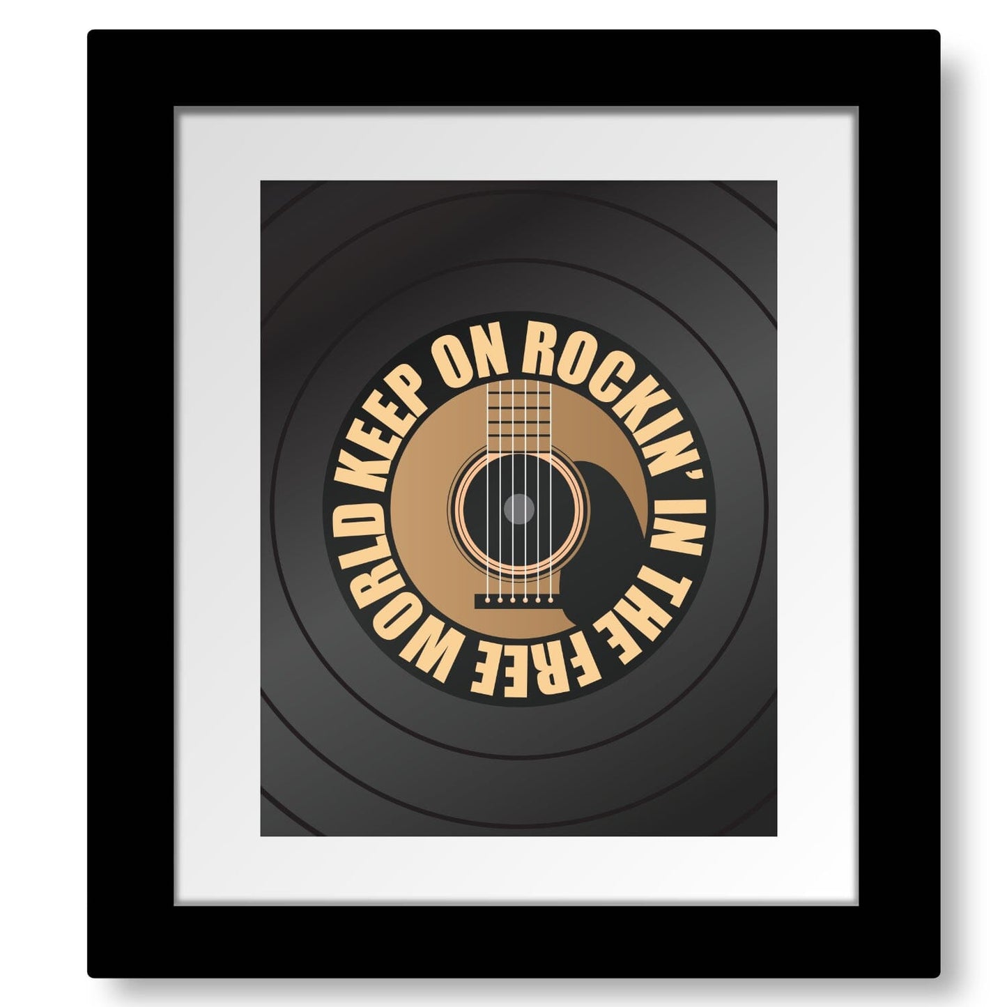 Rockin' in the Free World by Neil Young - Lyric Inspired Art Song Lyrics Art Song Lyrics Art 8x10 Matted and Framed Print 