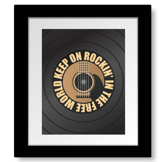 Rockin' in the Free World by Neil Young - Lyric Inspired Art Song Lyrics Art Song Lyrics Art 8x10 Matted and Framed Print 