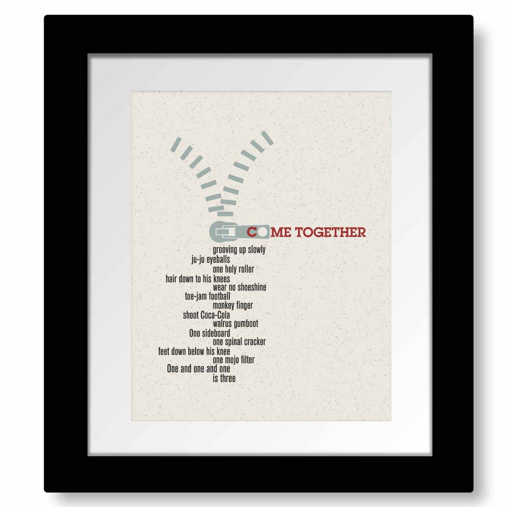 Come Together by the Beatles - Song Lyric Art Wall Print