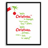 The Christmas Grinch - Dr. Suess Quote Print - White Version