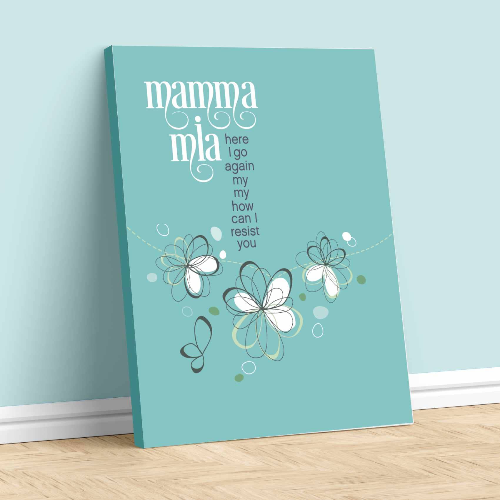 Mamma Mia by ABBA - Song Lyric Pop Music Wall Art Print Song Lyrics Art Song Lyrics Art 11x14 Canvas Wrap 