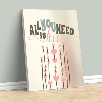 All You Need is Love by the Beatles - Song Lyric Art Print Song Lyrics Art Song Lyrics Art 11x14 Canvas Wrap 
