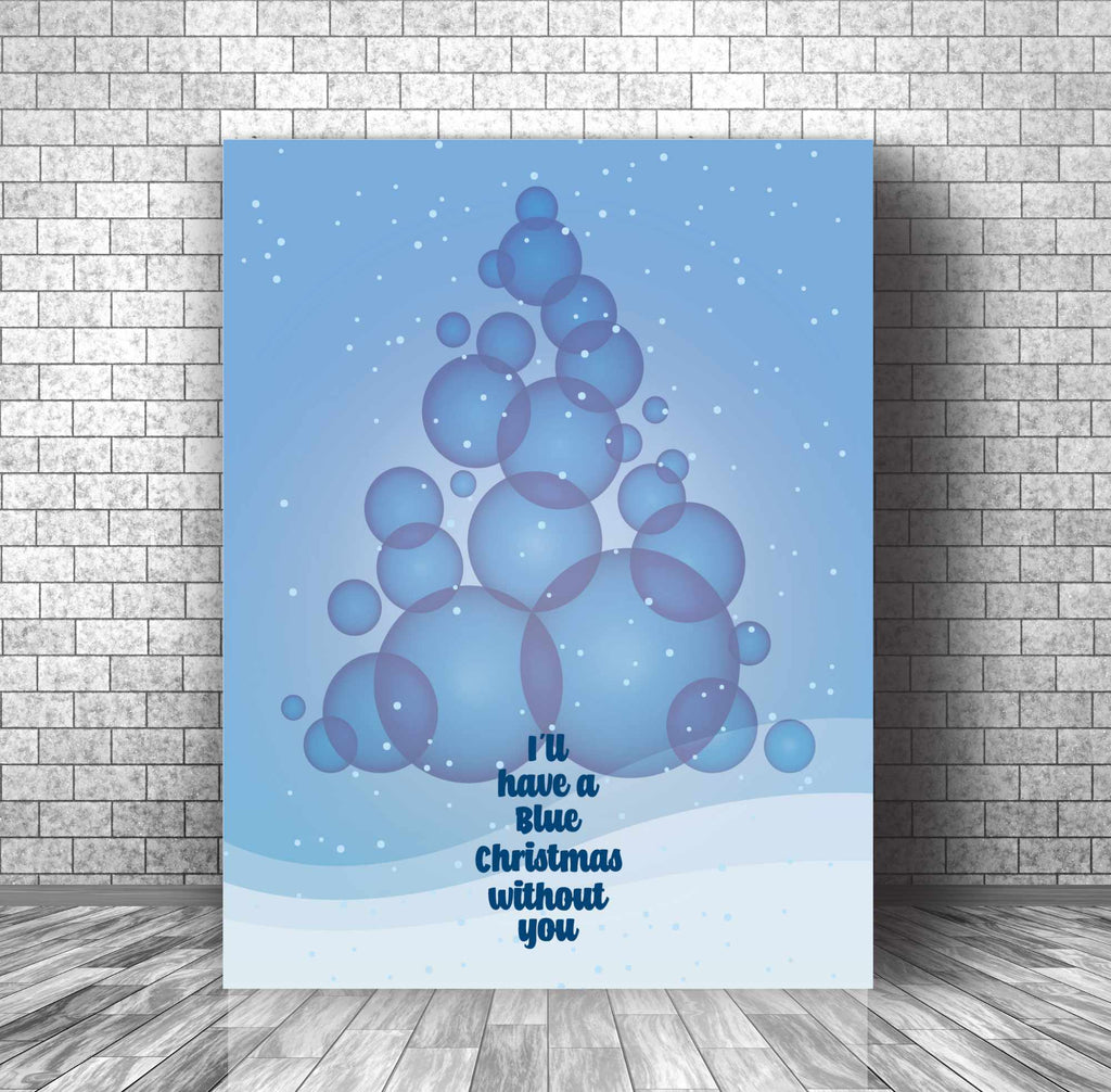 Lyric Inspired Art Music Wall Print - Blue Christmas by Elvis Presley