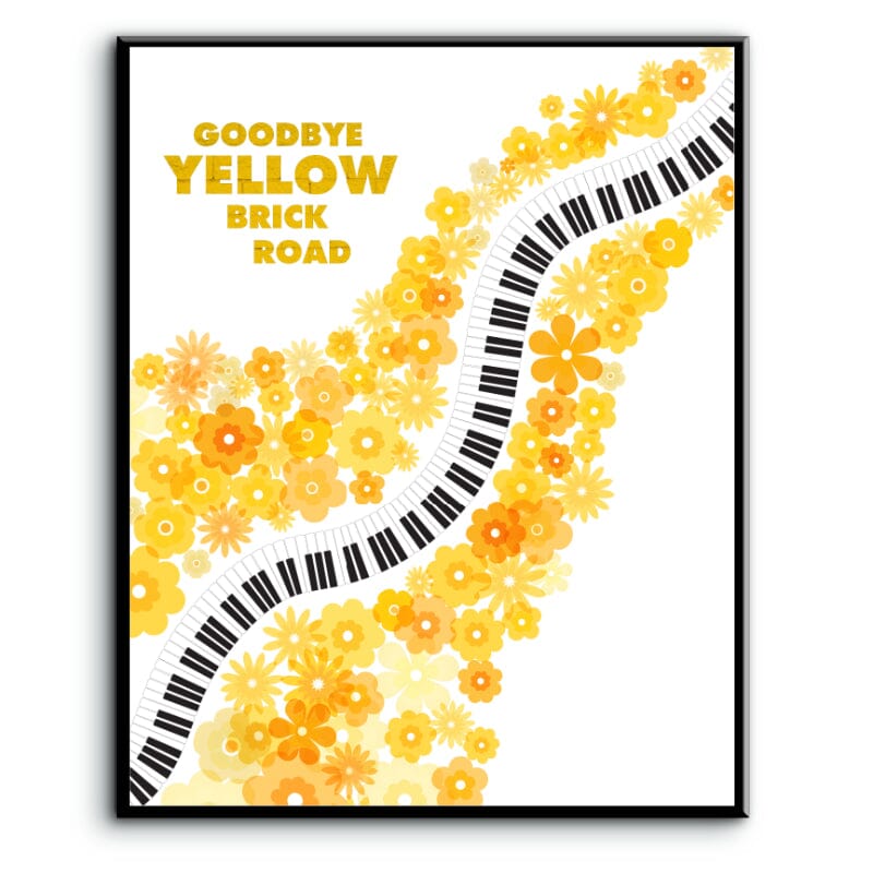 Song Lyrics Art Poster goodbye yellow brick road Elton John 70s Classic Rock