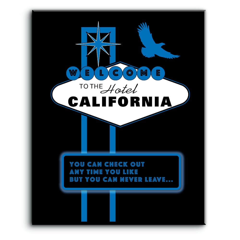 70s Music Poster - Lyric Inspired - Eagles Band - Hotel California