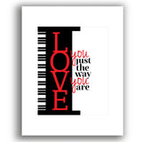 I Love you Just the Way you are by Billy Joel Lyrical Art Quote Poster Custom Design Print