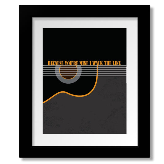 I Walk the Line by Johnny Cash - Song Lyric Country Music Art Song Lyrics Art Song Lyrics Art 8x10 Matted and Framed Print 