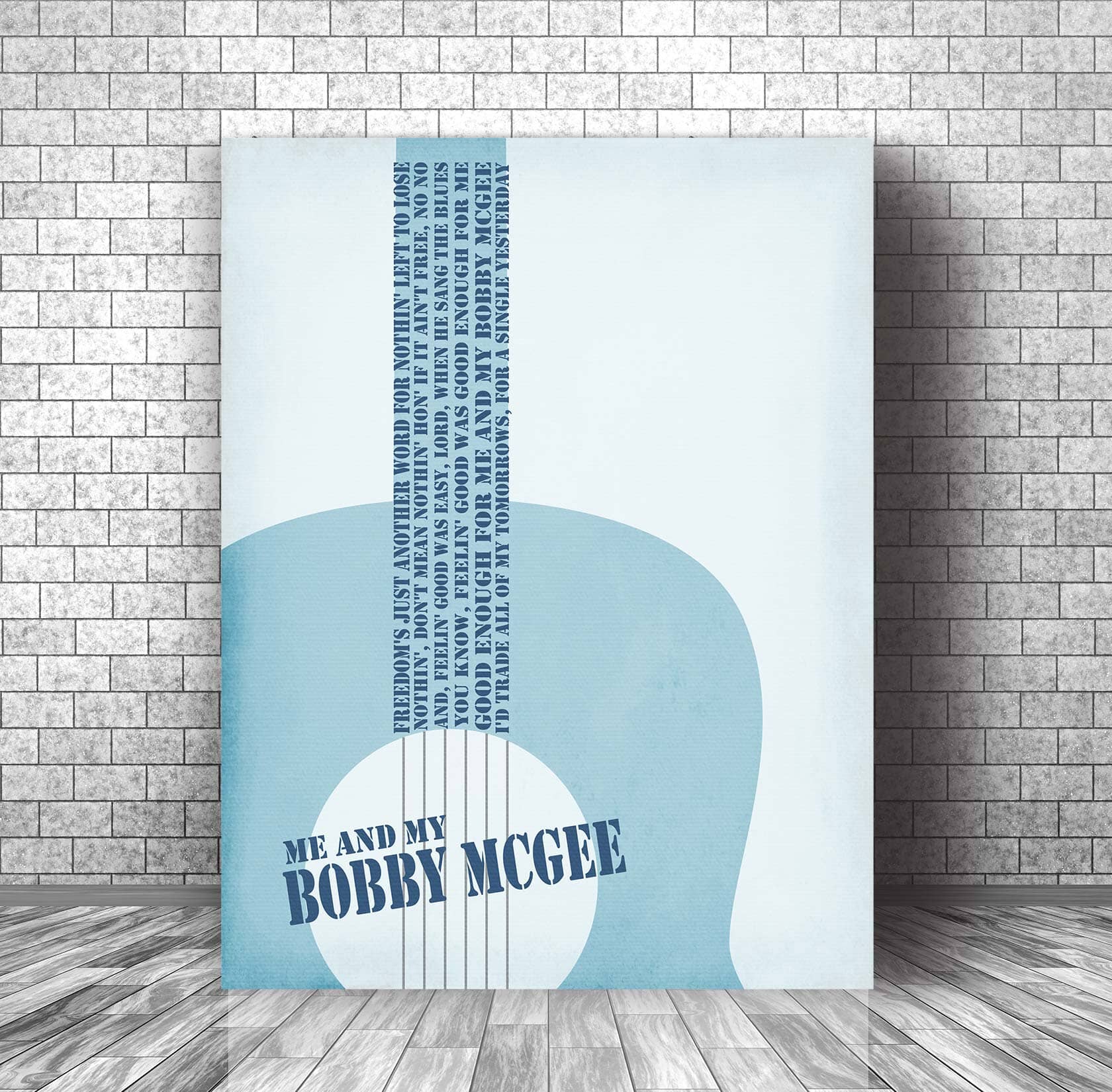 Me and Bobby McGee by Janis Joplin - Song Lyrics Poster Song Lyrics Art Song Lyrics Art 11x14 Canvas Wrap 