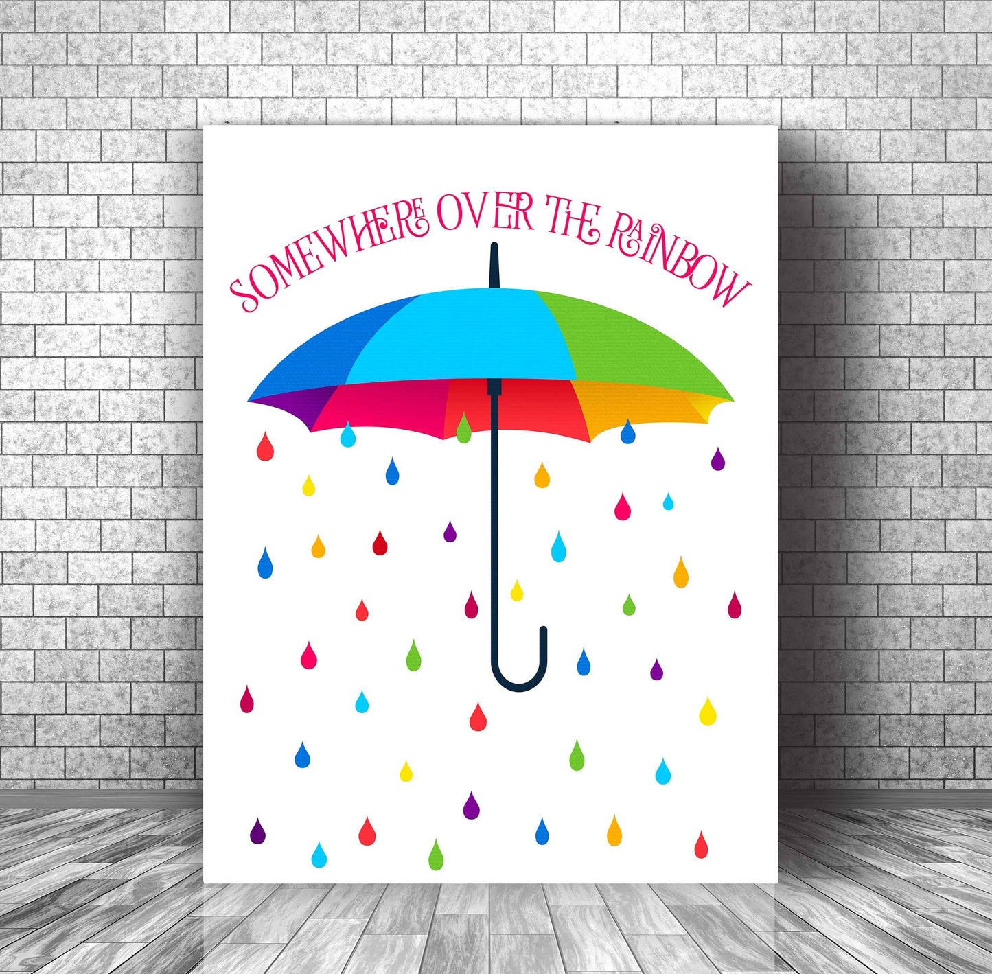 Somewhere Over the Rainbow from Wizard of Oz Art Print Song Lyrics Art Song Lyrics Art 11x14 Canvas Wrap 