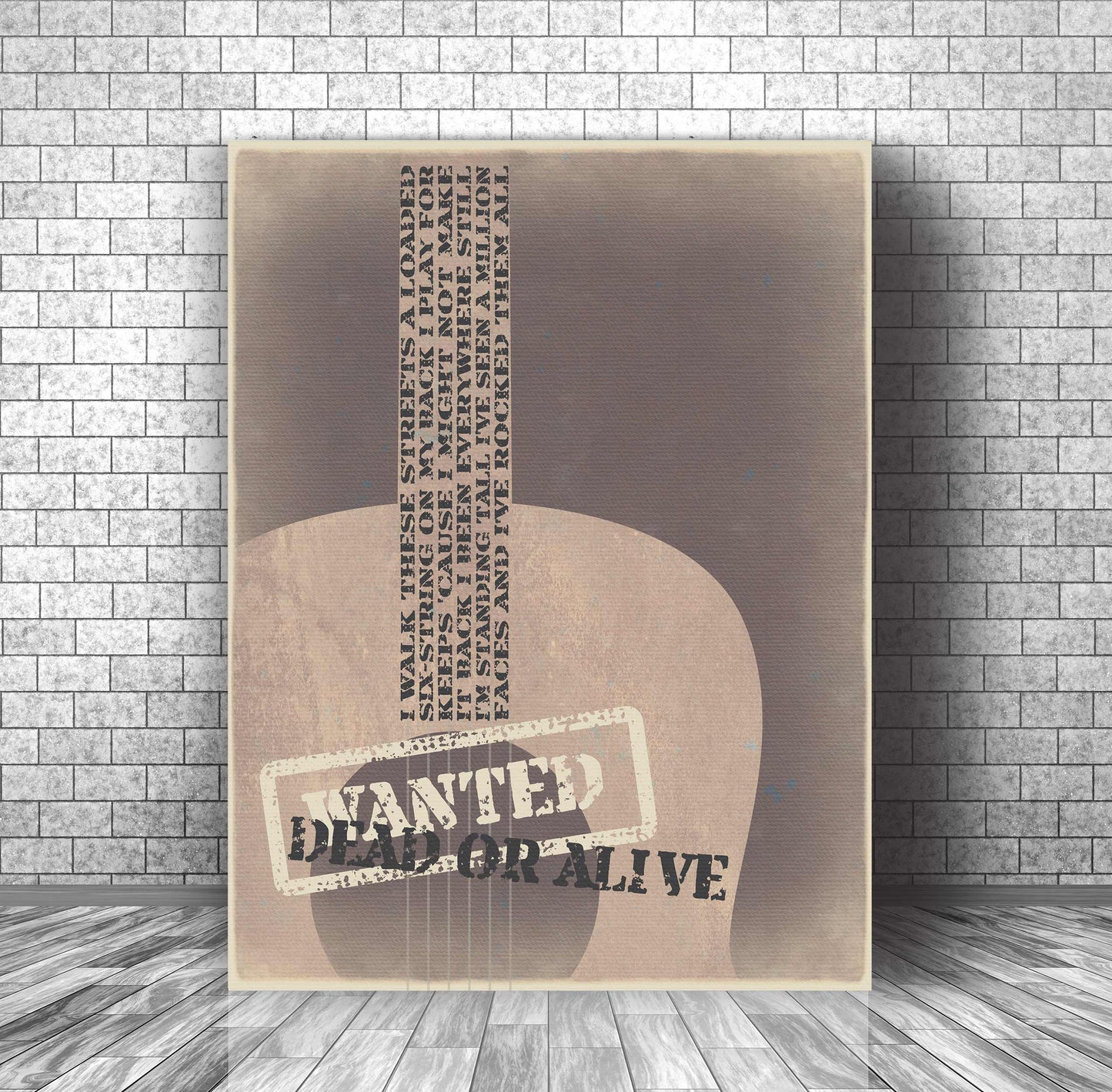 Wanted Dead or Alive Bon Jovi - Song Lyric Wall Print Decor Song Lyrics Art Song Lyrics Art 11x14 Canvas Wrap 