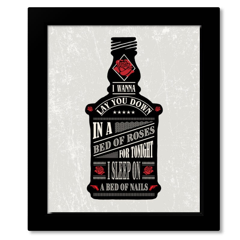 Bed of Roses Bon Jovi - Lyrically Inspired Music Wall Art Song Lyrics Art Song Lyrics Art 8x10 Framed Print (without Mat) 