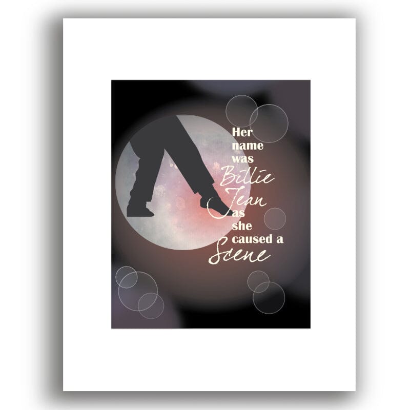 Billie Jean by Michael Jackson - 80s Song Lyric Artwork Print Song Lyrics Art Song Lyrics Art 8x10 Unframed White Matted Print 
