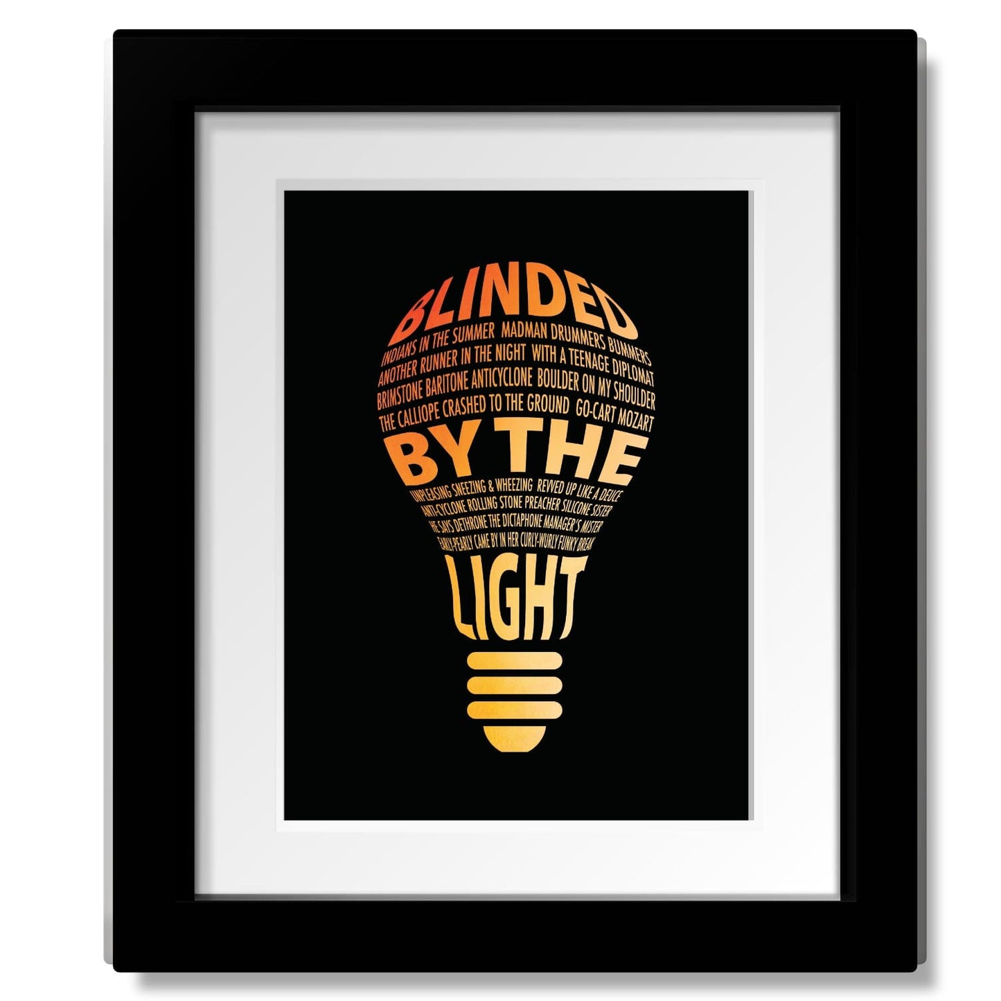 Blinded by the Light by Manfred Mann - 70s Rock Music Print Song Lyrics Art Song Lyrics Art 8x10 Framed and White Matted Print 