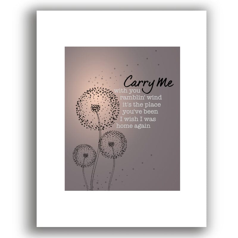 Carry Me by the Stampeders - 70s Song Lyric Wall Art Song Lyrics Art Song Lyrics Art 8x10 White Matted Print 