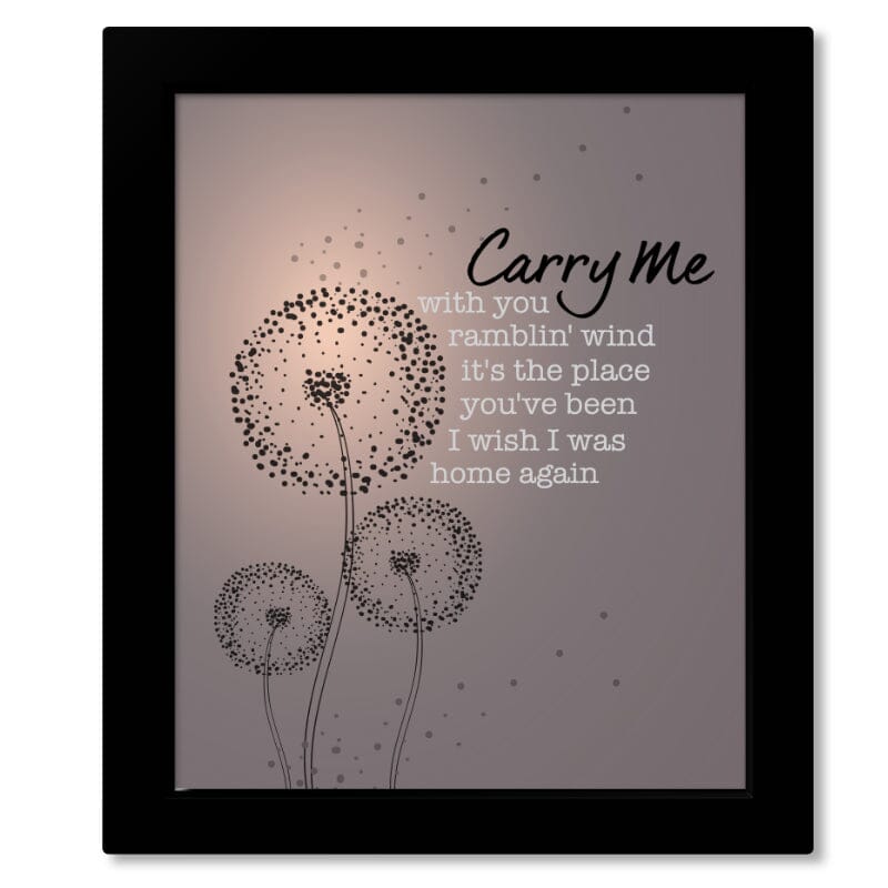 Carry Me by the Stampeders - 70s Song Lyric Wall Art Song Lyrics Art Song Lyrics Art 8x10 Framed Print (without mat) 