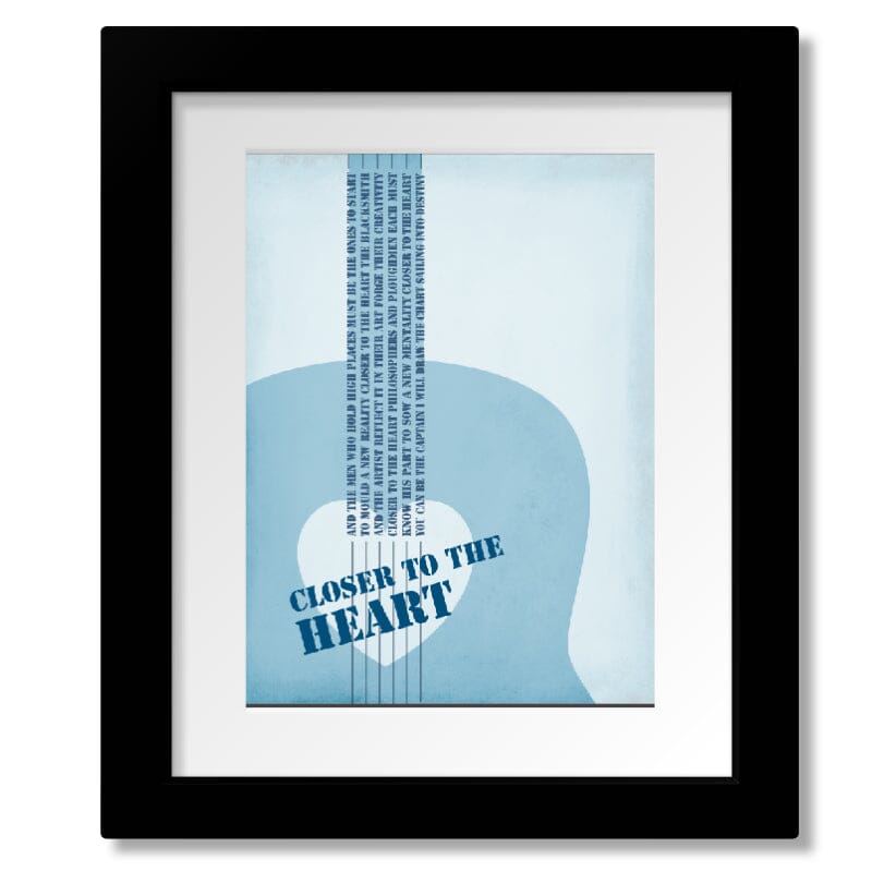 Closer to the Heart by Rush - Classic Rock Music Poster Art Song Lyrics Art Song Lyrics Art 8x10 Matted and Framed Print 