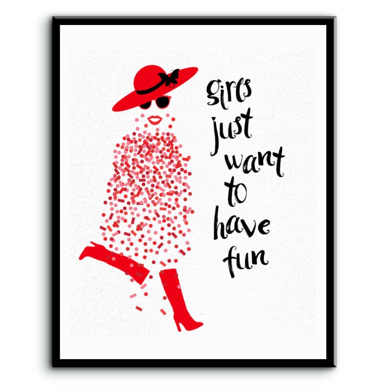 Girls Just Want to Have Fun by Cyndi Lauper - Lyric Inspired Art Song Lyrics Art Song Lyrics Art 8x10 Plaque Mount 