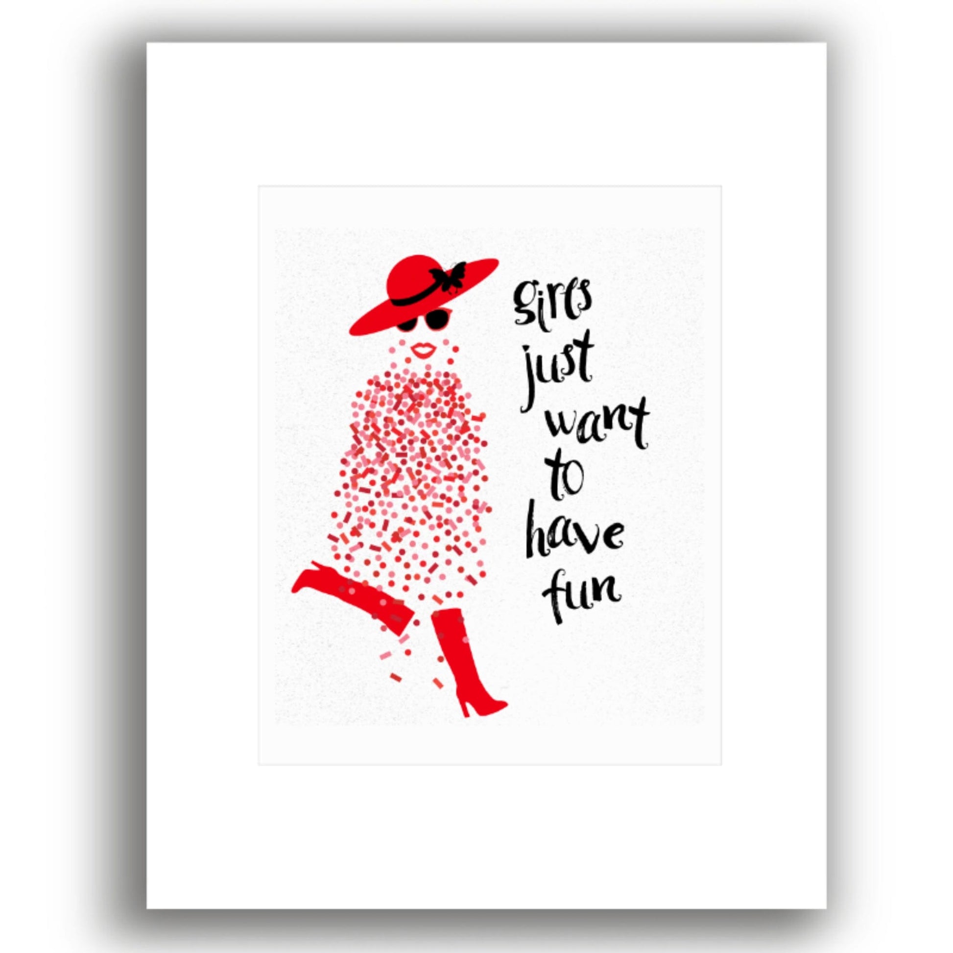 Girls Just Want to Have Fun by Cyndi Lauper - Lyric Inspired Art Song Lyrics Art Song Lyrics Art 8x10 White Matted Print 