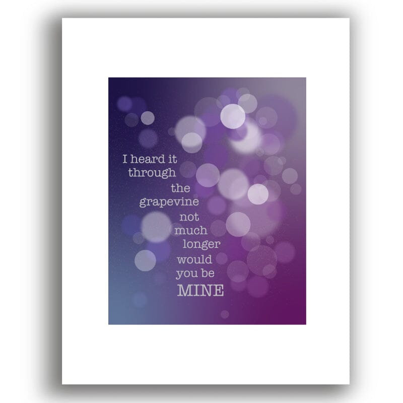 Heard it Through the Grapevine by Marvin Gaye - Lyric Art Song Lyrics Art Song Lyrics Art 8x10 Matted Unframed Print 