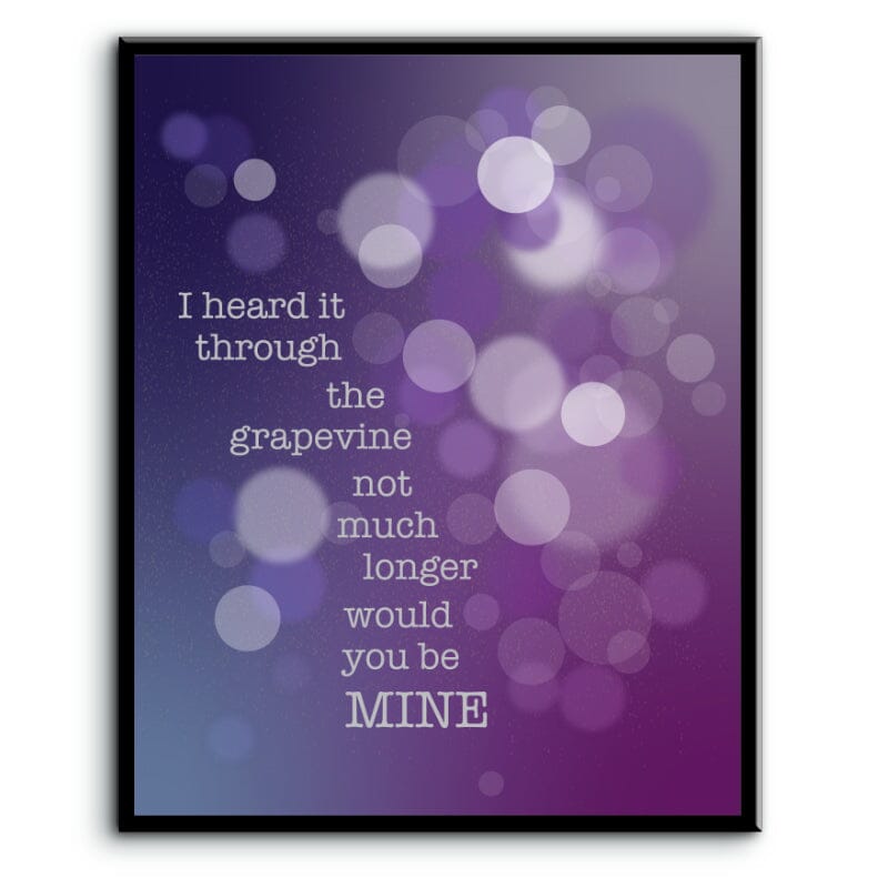 Heard it Through the Grapevine by Marvin Gaye - Lyric Art Song Lyrics Art Song Lyrics Art 8x10 Plaque Mount 