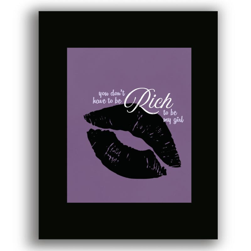 Kiss by Prince - Classic Rock Memorabilia Song Lyric Art Song Lyrics Art Song Lyrics Art 8x10 Black Matted Print 