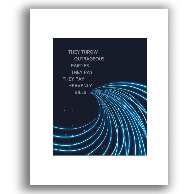 Life in the Fast Lane by the Eagles - Song Lyric Art Print Song Lyrics Art Song Lyrics Art 8x10 White Matted Unframed Print 