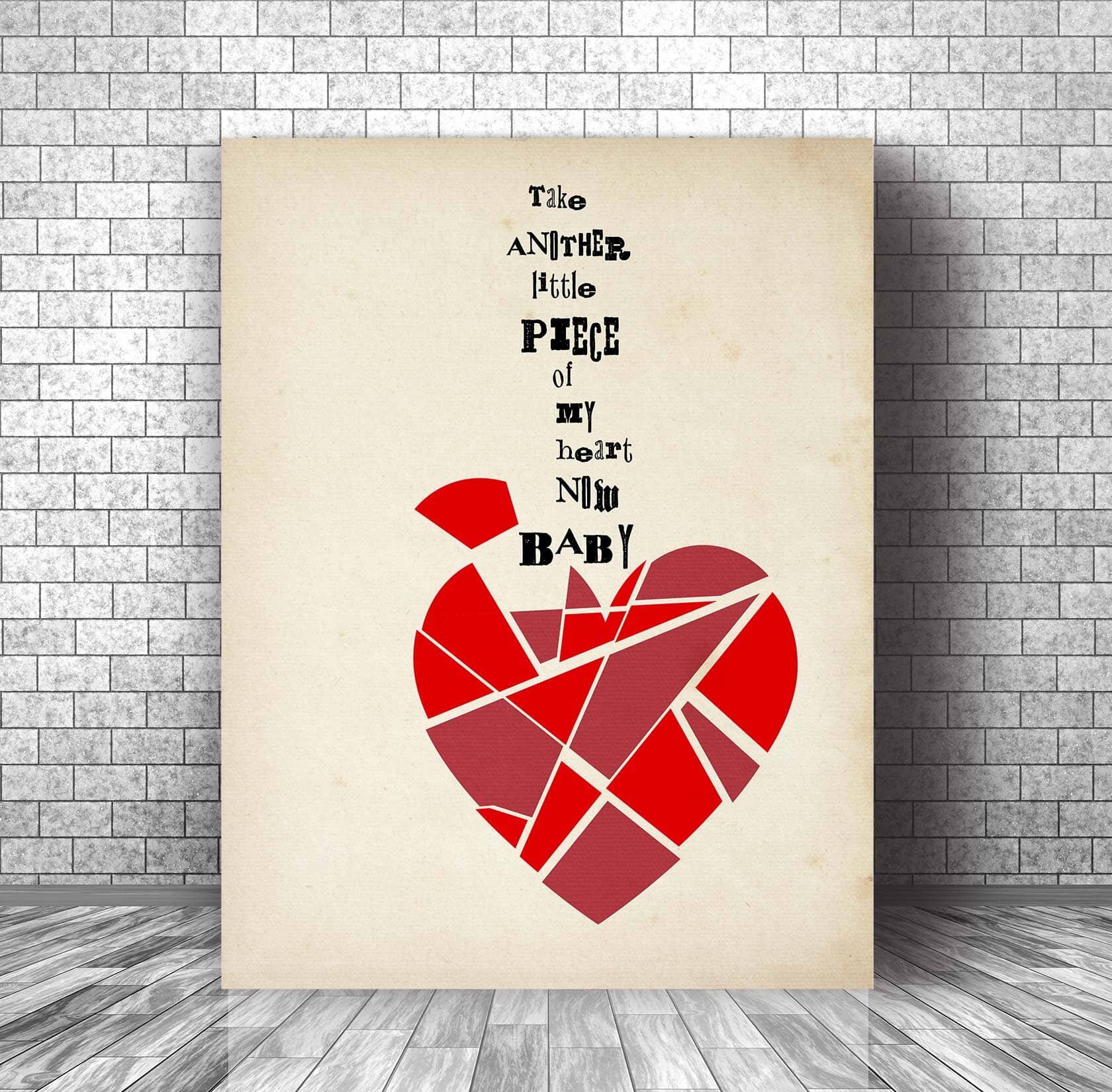 Little Piece of My Heart by Janis Joplin - Song Lyric Decor Song Lyrics Art Song Lyrics Art 11x14 Canvas Wrap 