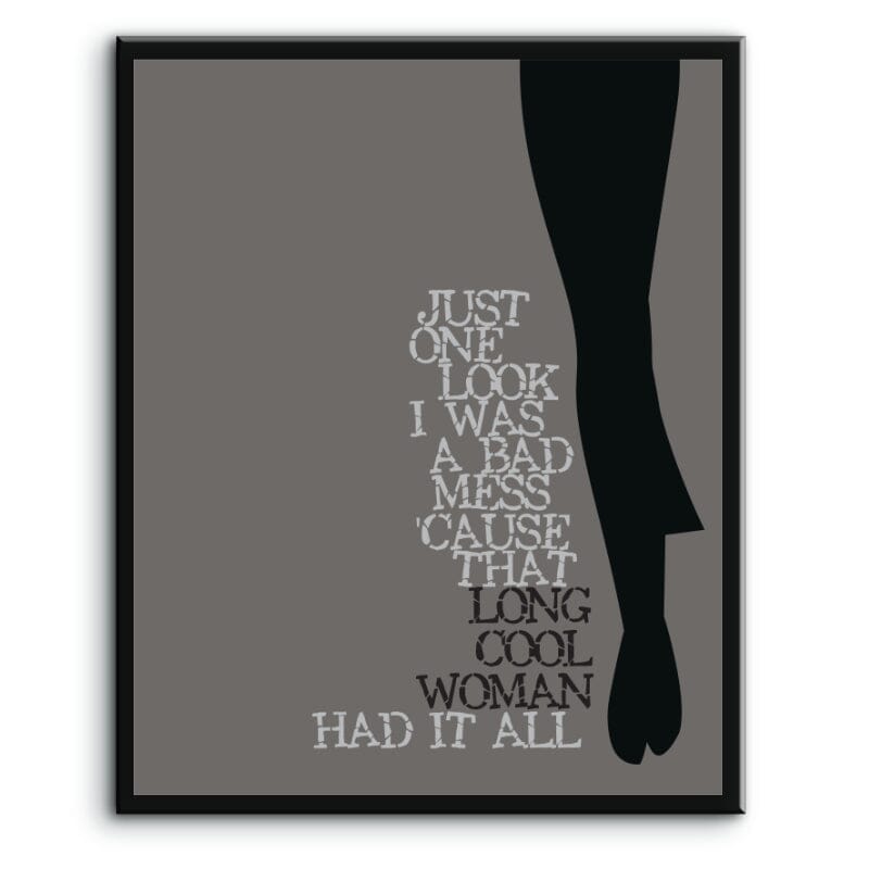 Long Cool Woman by the Hollies - Lyrically Inspired 70s Art Song Lyrics Art Song Lyrics Art 8x10 Plaque Mount 