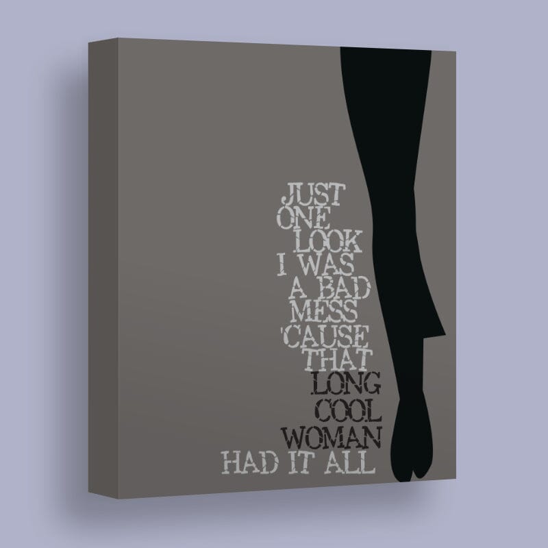 Long Cool Woman by the Hollies - Lyrically Inspired 70s Art Song Lyrics Art Song Lyrics Art 11x14 Canvas Wrap 