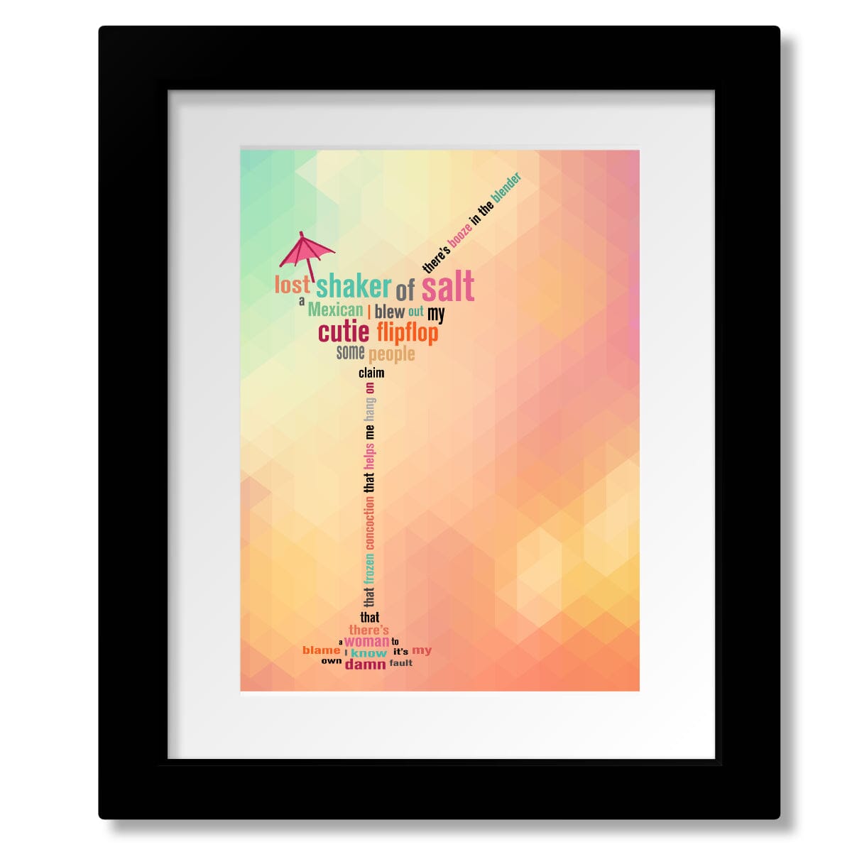 Margaritaville by Jimmy Buffett - Lyric Inspired Music Art Song Lyrics Art Song Lyrics Art 8x10 Matted and Framed Print 