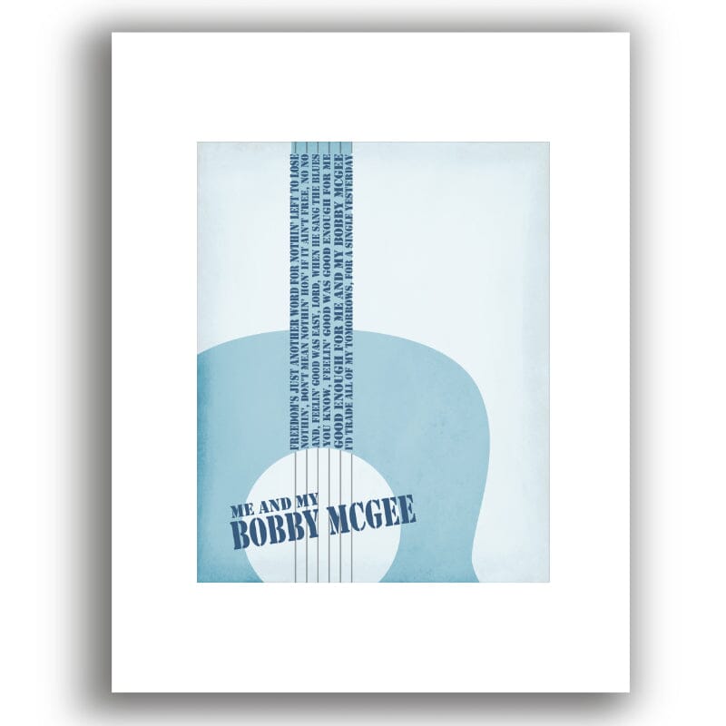 Me and Bobby McGee by Janis Joplin - Song Lyrics Poster Song Lyrics Art Song Lyrics Art 8x10 White Matted Print 