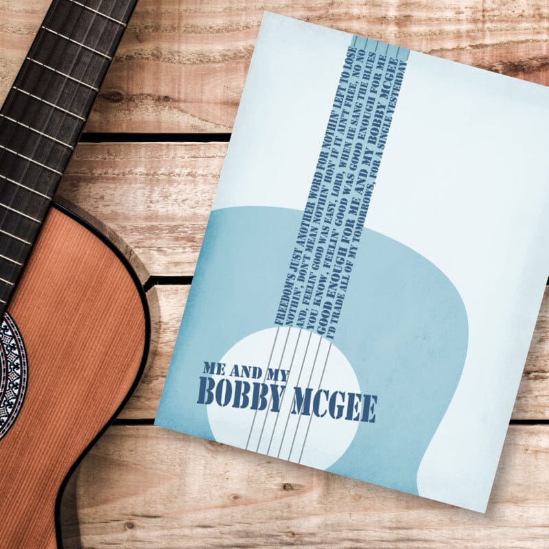 Me and Bobby McGee by Janis Joplin - Song Lyrics Poster Song Lyrics Art Song Lyrics Art 8x10 Unframed Print 