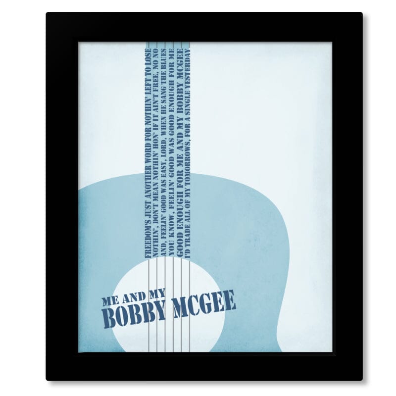 Me and Bobby McGee by Janis Joplin - Song Lyrics Poster Song Lyrics Art Song Lyrics Art 8x10 Framed Print (without Mat) 