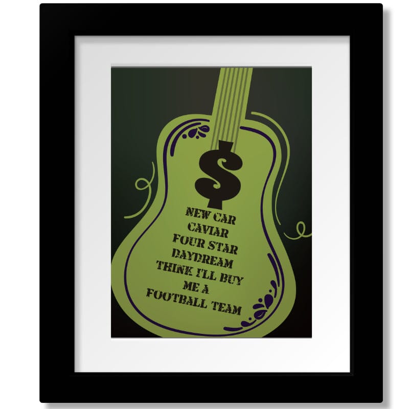 Money by Pink Floyd - Rock Music Song Lyric Art Print Song Lyrics Art Song Lyrics Art 8x10 Framed and Matted Print 