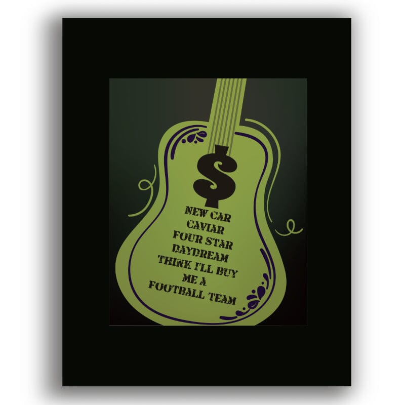 Money by Pink Floyd - Rock Music Song Lyric Art Print Song Lyrics Art Song Lyrics Art 8x10 Unframed Black Matted Print 
