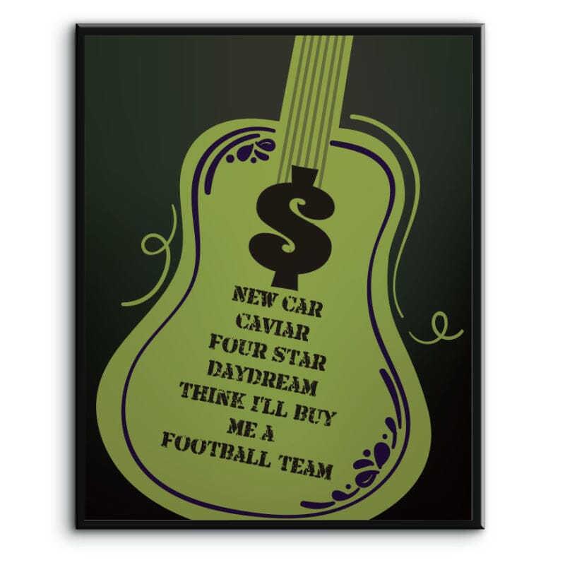 Money by Pink Floyd - Rock Music Song Lyric Art Print Song Lyrics Art Song Lyrics Art 8x10 Plaque Mount 
