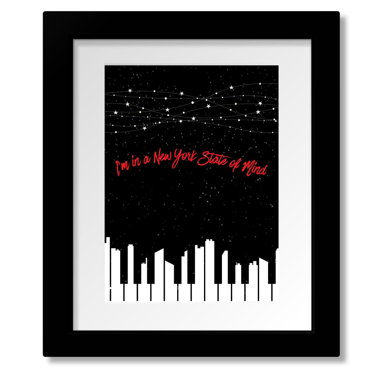New York State of Mind by Billy Joel - Song Lyrics Art Print Song Lyrics Art Song Lyrics Art 8x10 Framed and Matted Print 
