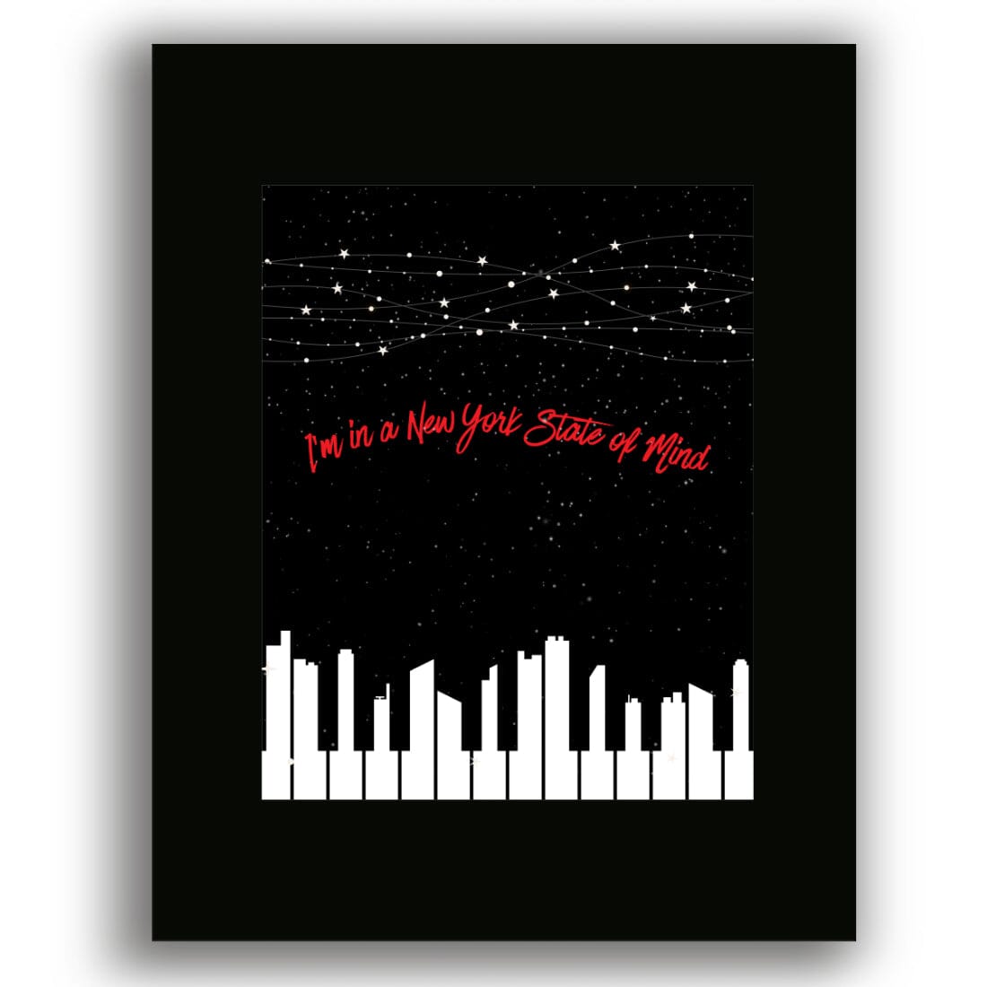 New York State of Mind by Billy Joel - Song Lyrics Art Print Song Lyrics Art Song Lyrics Art 8x10 Black Matted Print 
