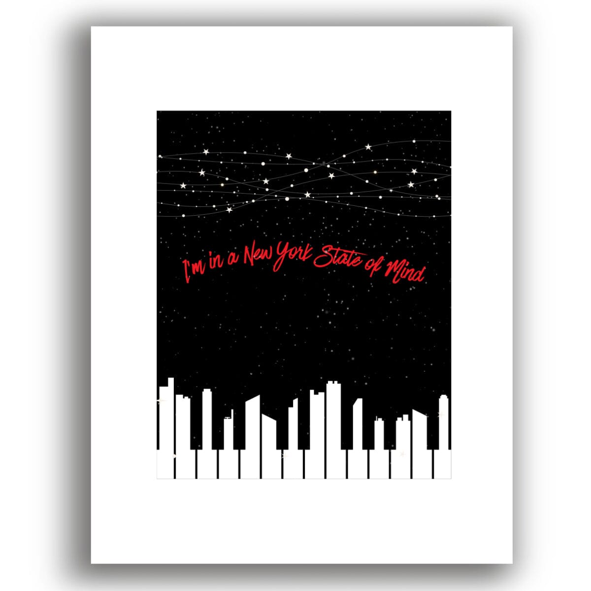 New York State of Mind by Billy Joel - Song Lyrics Art Print Song Lyrics Art Song Lyrics Art 8x10 White Matted Print 